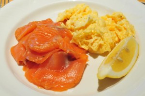 Carfraemill breakfast salmon with scrambled eggs