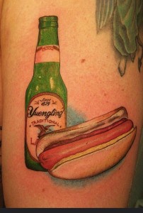 beer  hotdog tattoo