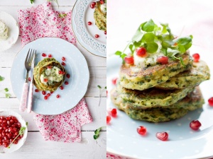 Green pancakes with lime and coriander butter