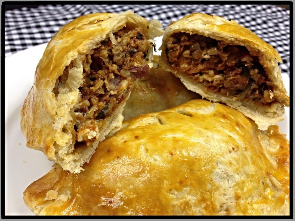 inside vegetarian haggis greek feta pie