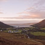 whisky scotland drink arran Distillery from hills - sunset