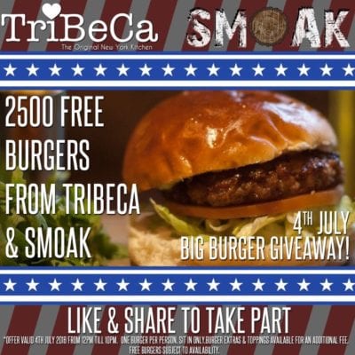 TriBeCa free burgers