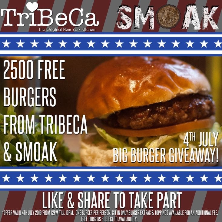 TriBeCa free burgers