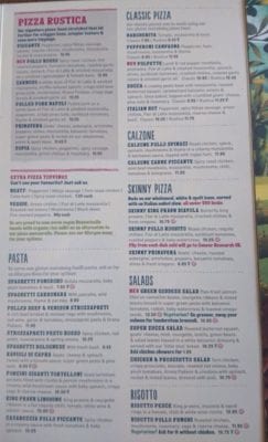 zizzi menu