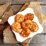 Fried fish cakes on a plate