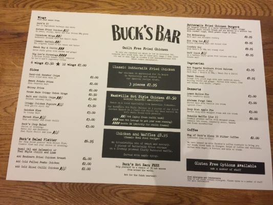 Bucks bar glasgow food blog