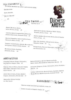 duchess of argyle menu