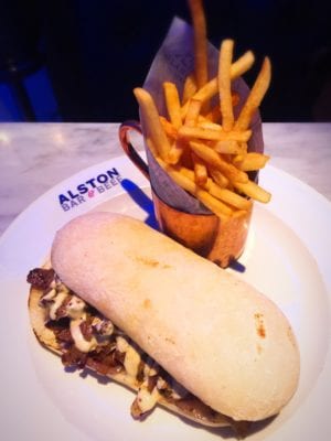 Steak sandwich chips Alston Bar and beef glasgow