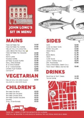 John longs fish and chip shop Belfast 