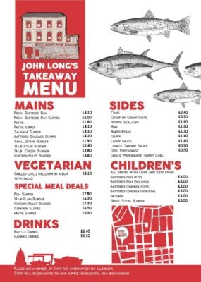 John longs fish and chip shop Belfast 