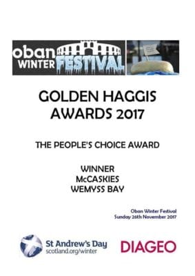 Mccaskie Butchers People’s Choice Award Best Haggis Scotland Scottish Craft Butchers 