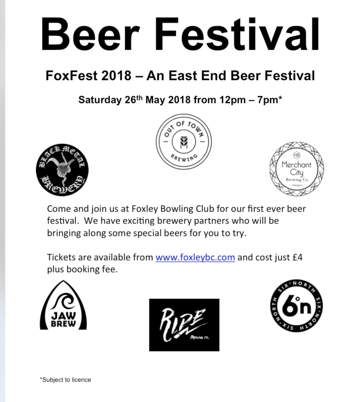 FoxFest glasgow beer festival East End