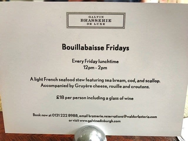 Galvin Brasserie De luxe bouillabaisse fridays foodie Explorers 