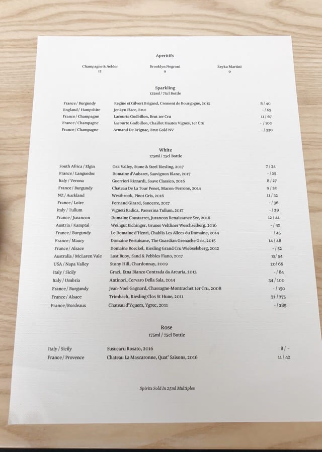Borough Restaurant Leith - Wine list