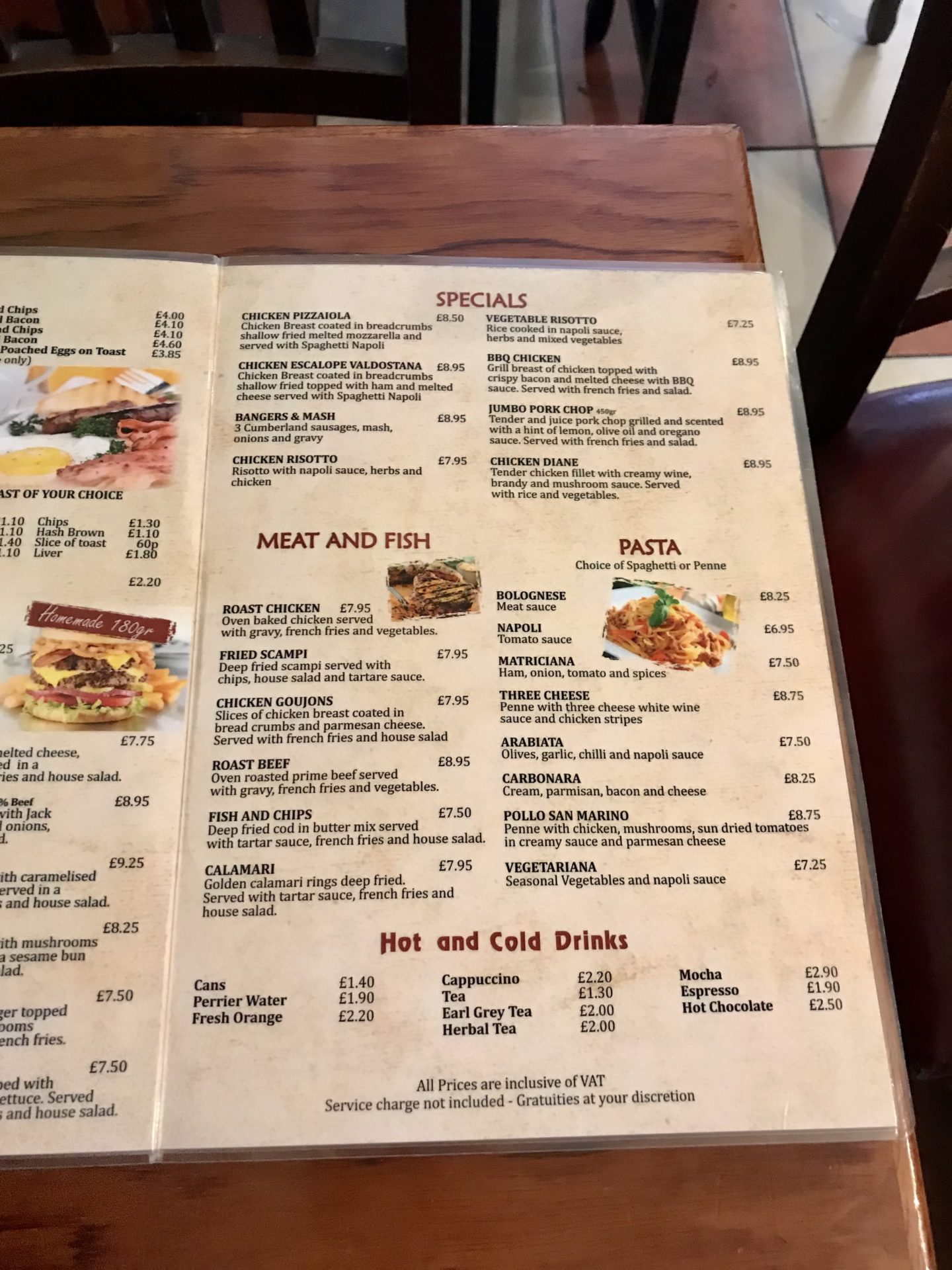 Sherlock speedys cafe menu London 