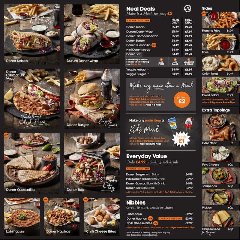 german doner kebab menu