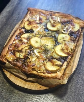 Brie Apple and onion tart recipe foodie explorers