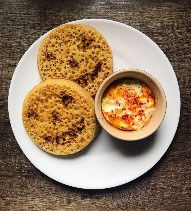 Halloween baked brains and crumpets baked eggs recipe