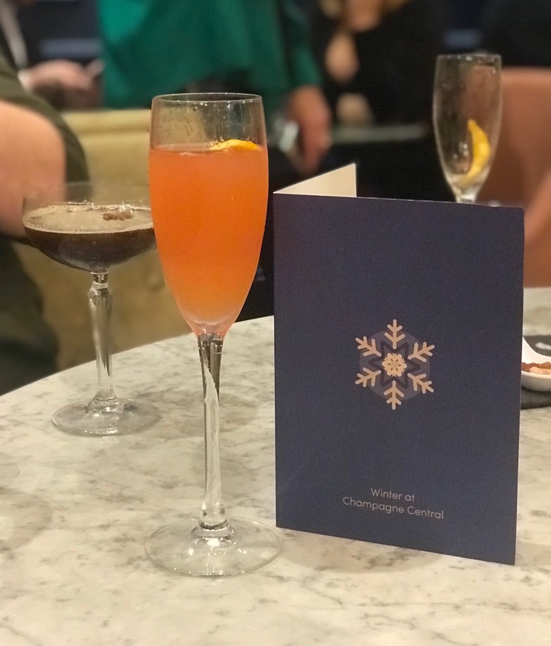 Pink 75 Winter cocktail menu champagne central