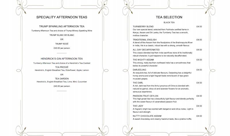 trump turnberry afternoon tea menu