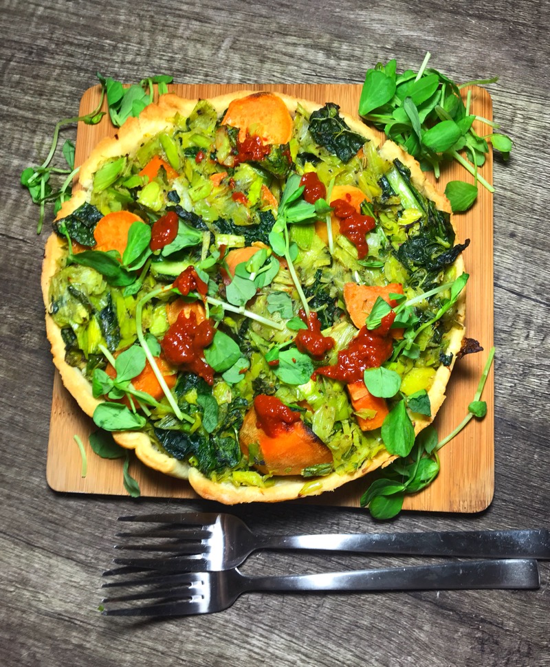 leek kale and sweet potato tart recipe british leek association