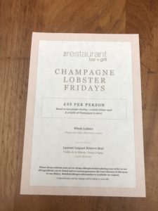 Champagne lobster Friday’s Glasgow restaurant bar and grill princes square 