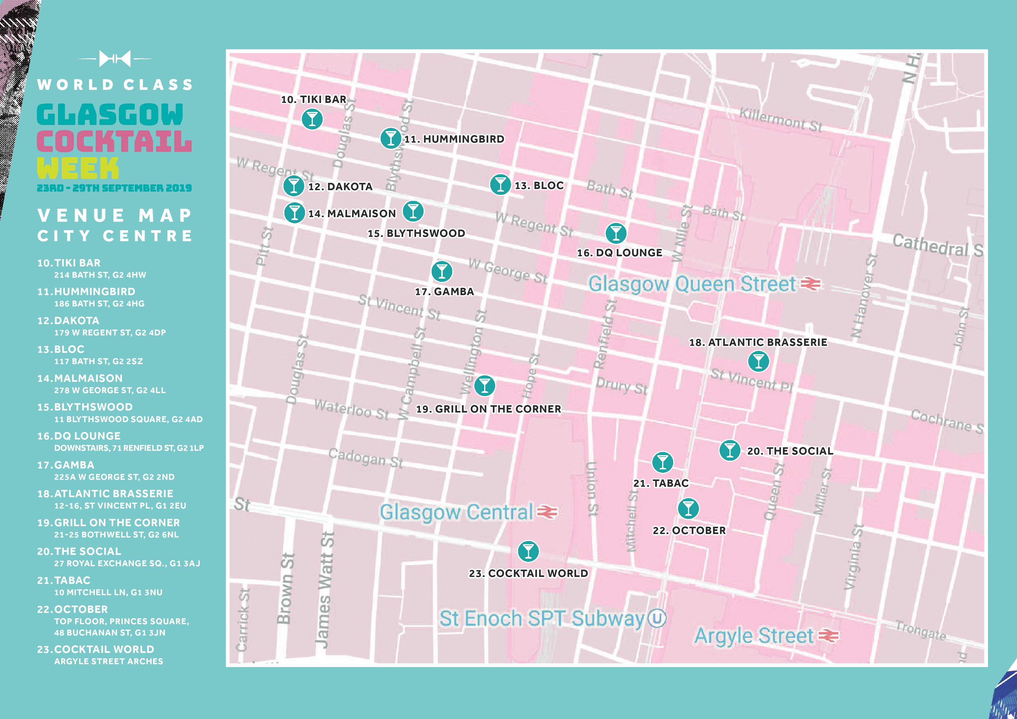 Glasgow cocktail week venue map