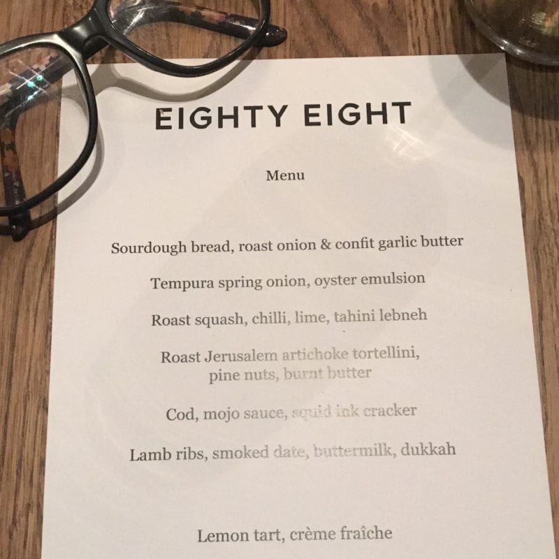 Eighty eight Dumbarton Road partick menu 