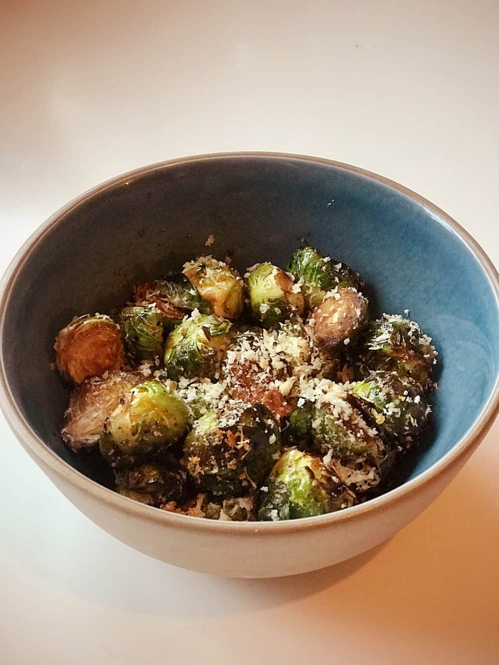 air fryer crispy parmesan brussels sprouts