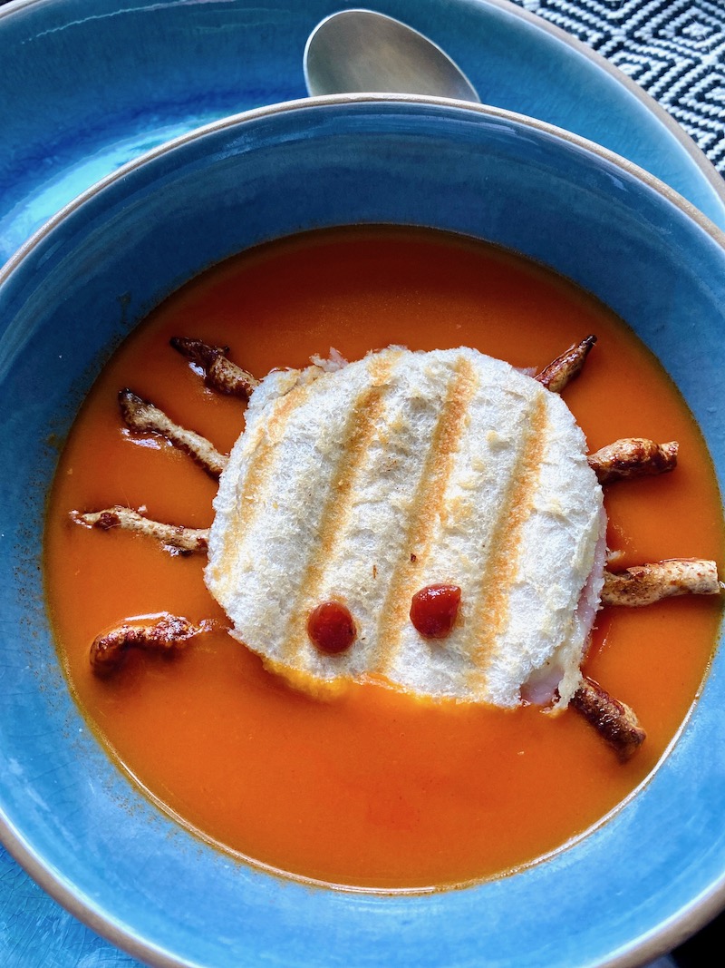 halloween grilled cheese toastie in soup