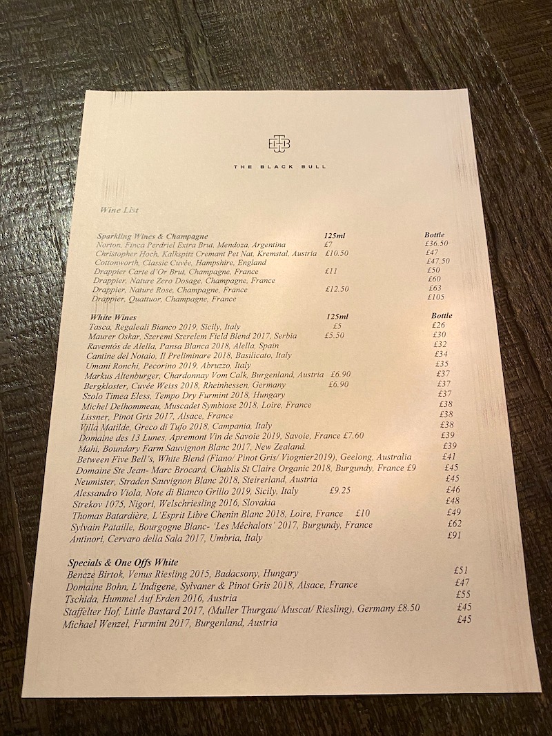 the black bull sedbergh menu 2