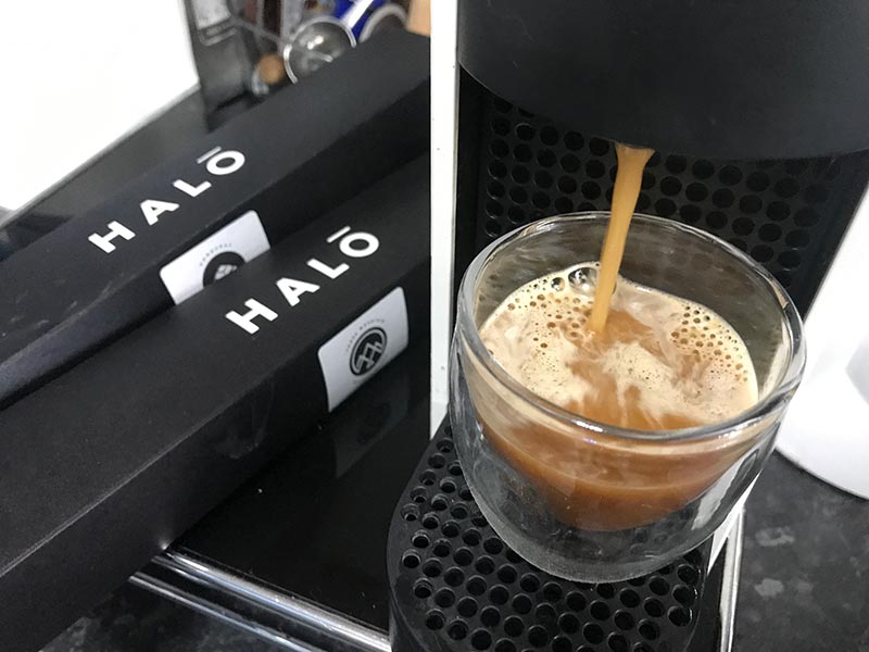 Halo coffee pod pouring