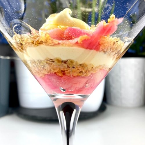 side view rhubarb cranachan