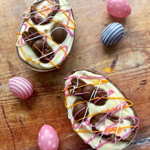 easter egg cheesecake halves