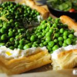 Spring pea, thyme & lemon ricotta tart