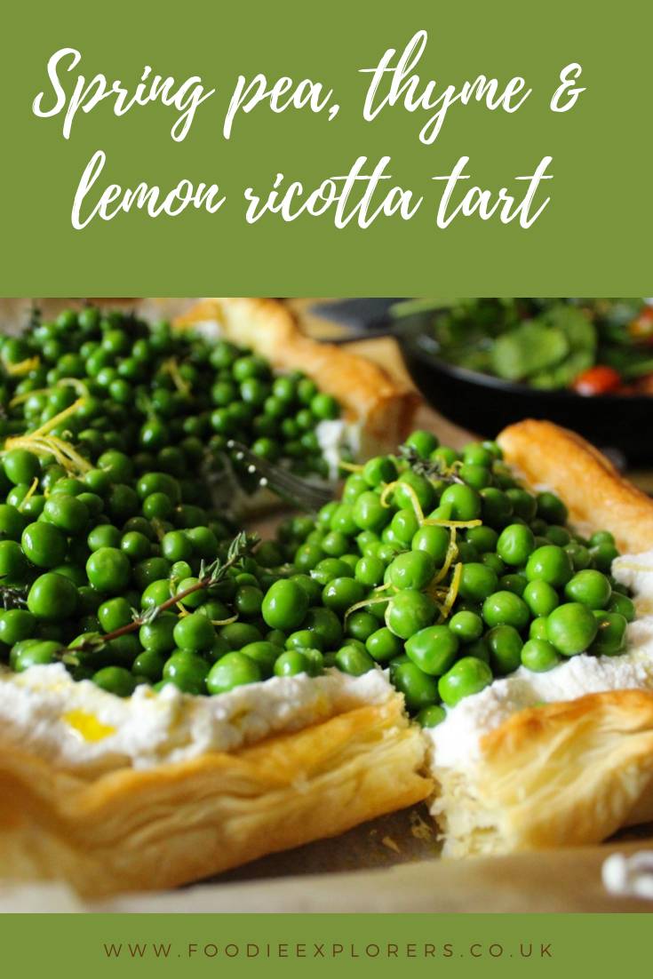 Spring pea, thyme & lemon ricotta tart