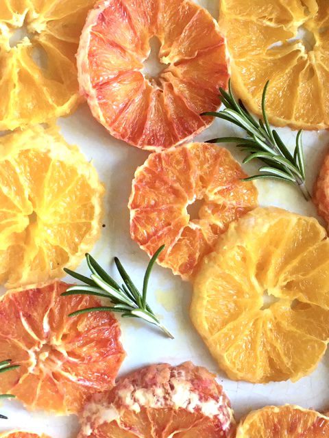 Maple syrup and rosemary caramelised oranges pin