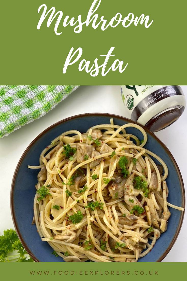 mushroom pasta with yondu recipe pinterest pin