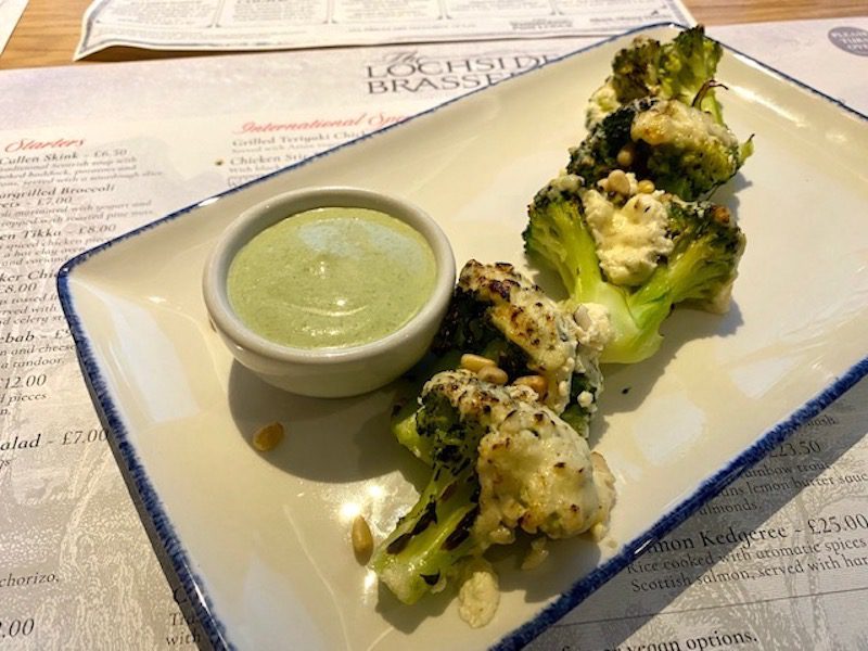 the whispering pine lodge chargrilled brocolli