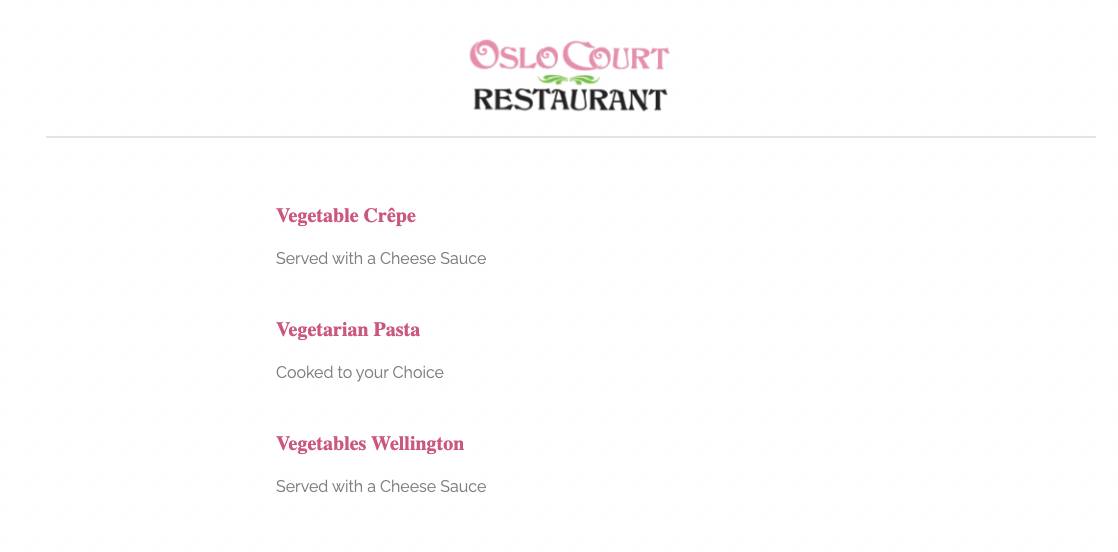 vegetarian dishes oslo court restaurant
