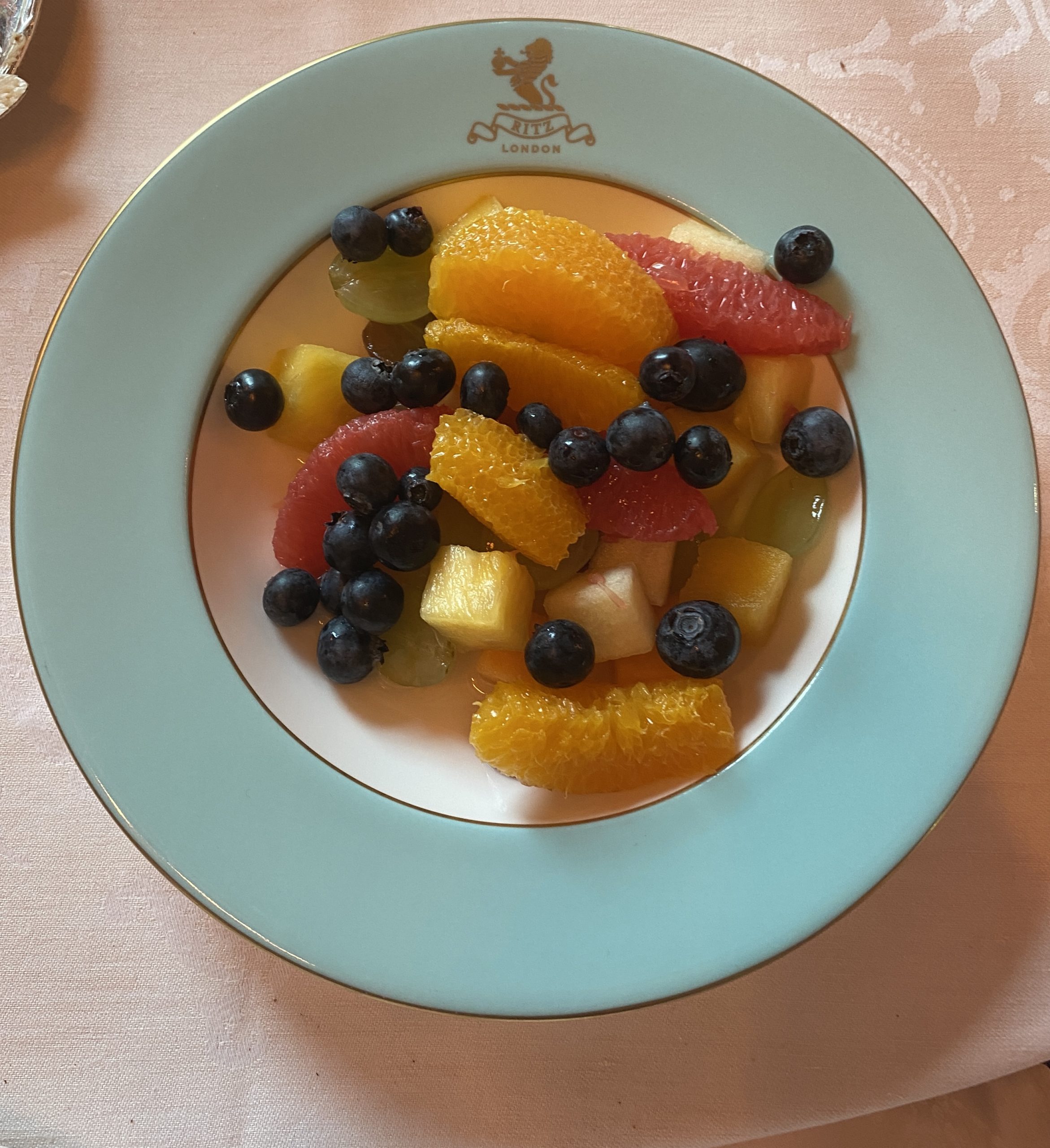 Fruit salad Breakfast in the dinning room at the ritz hotel London