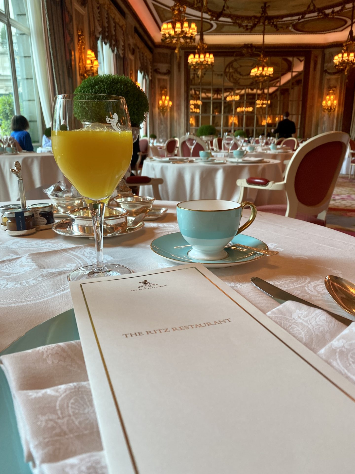 Breakfast in the dinning room at the ritz hotel London 