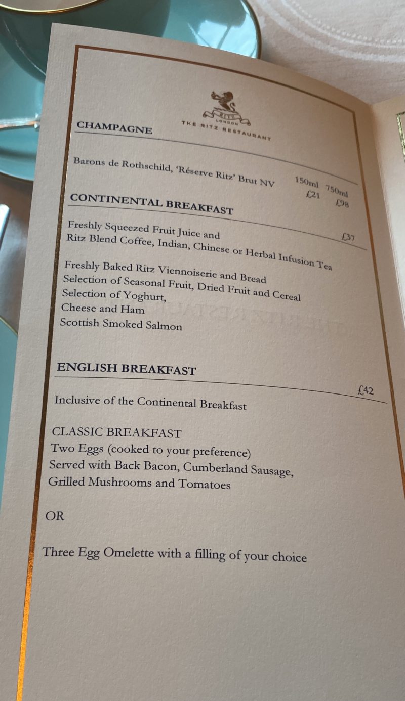 Breakfast at The Ritz Hotel, London • Foodie Explorers