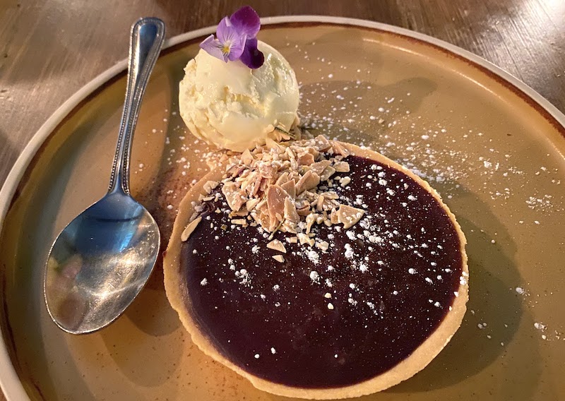 Dark Belgian chocolate tart, sea salt and rosemary crumb