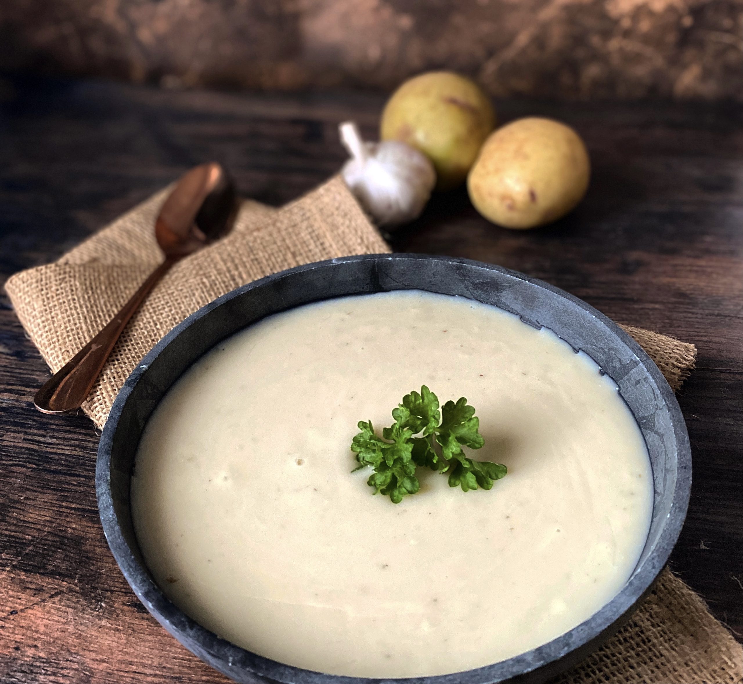 roast garlic and potato soup 1