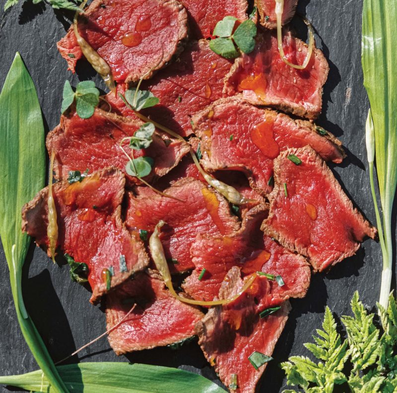 Venison Carpaccio with garlic and wood sorrel