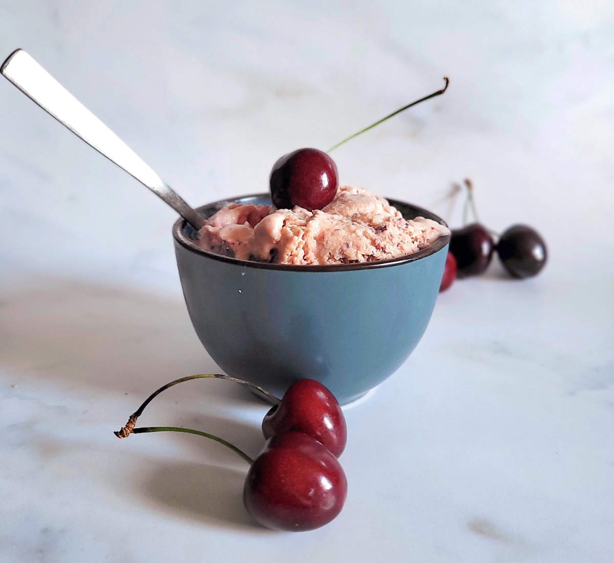 cherry ice cream in bowl