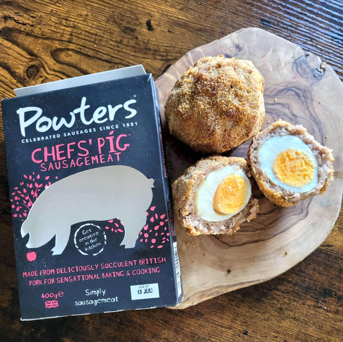 scotch egg and packet