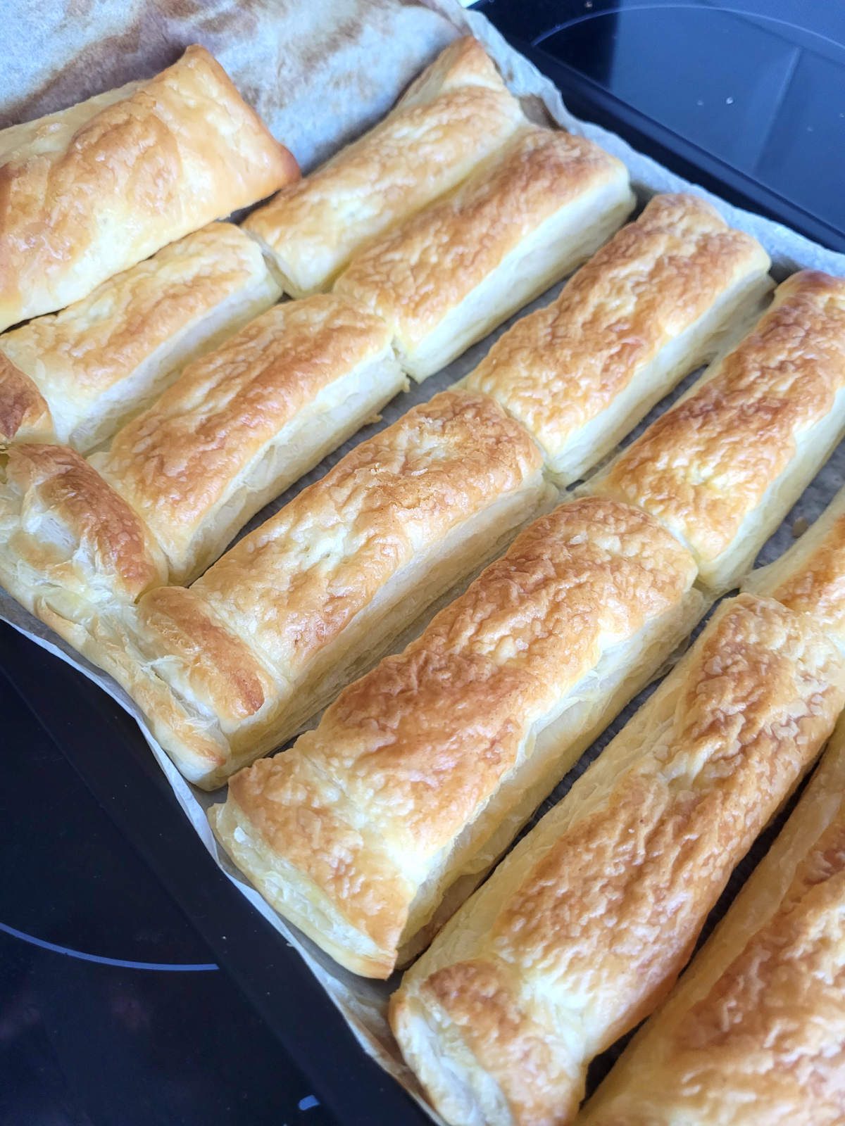 strawberry and cream puff pastry shell from oven