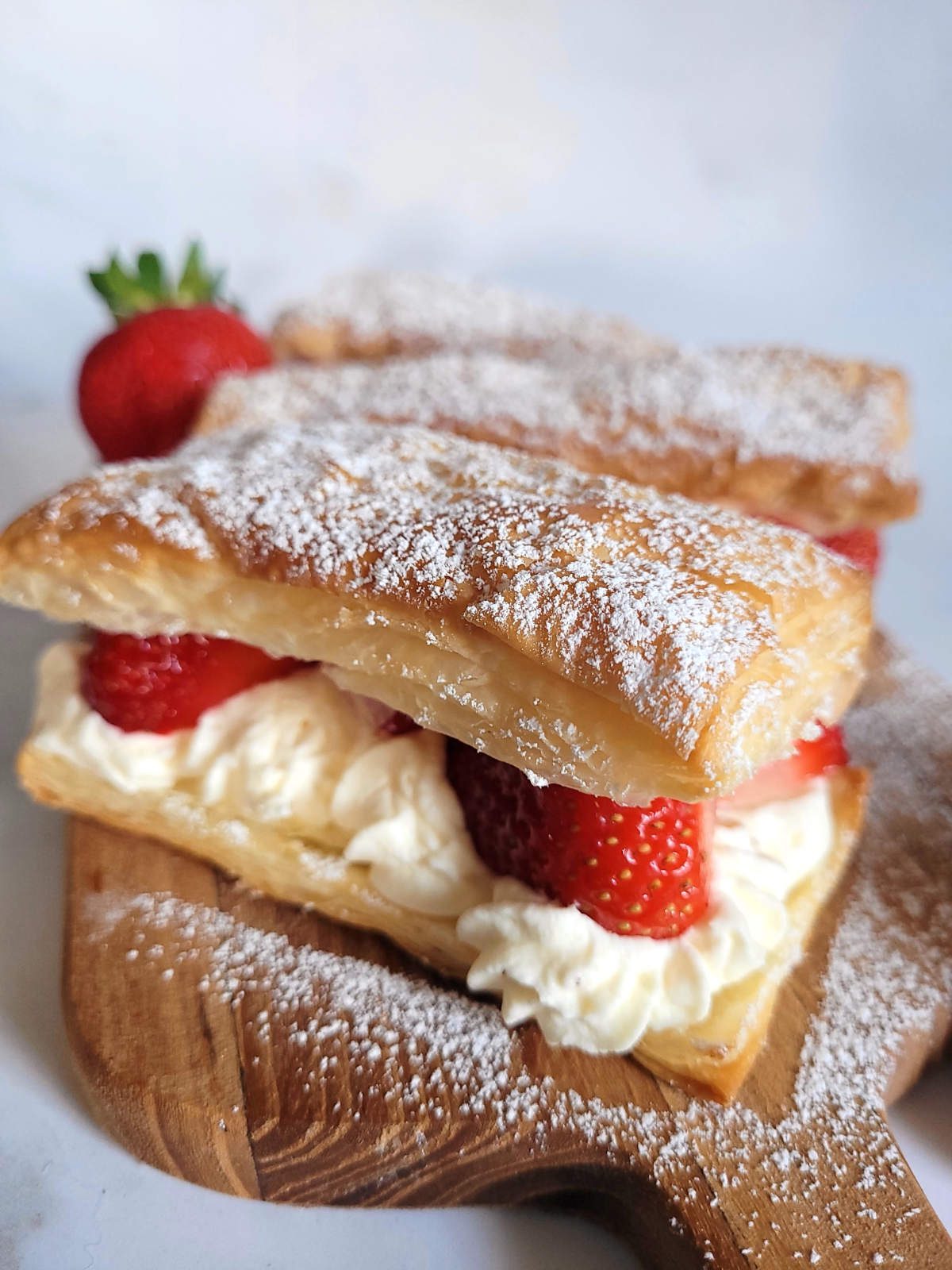 Strawberries and Whipped Cream Puff Slices Recipe